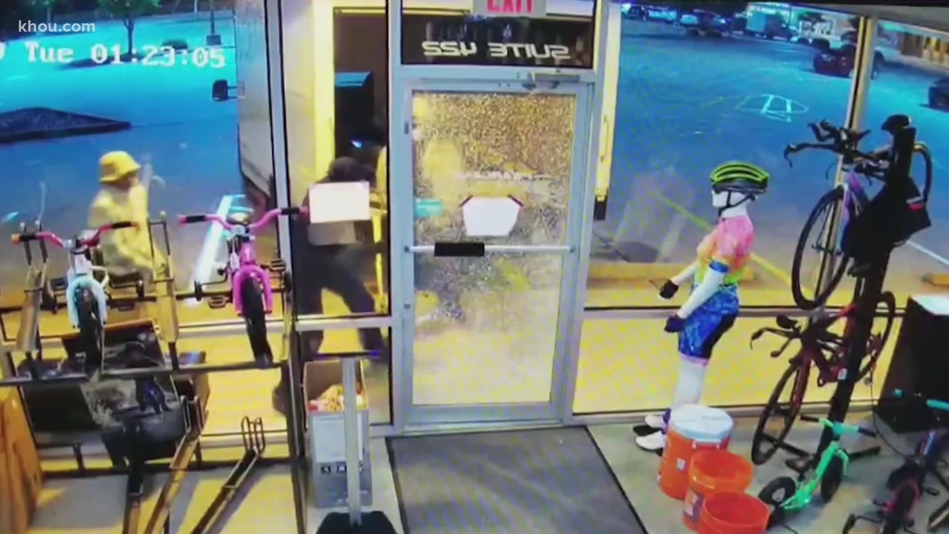 Burglars have hit bike shops in Pearland, The Woodlands, Missouri City and Sugar Land all within the last month.