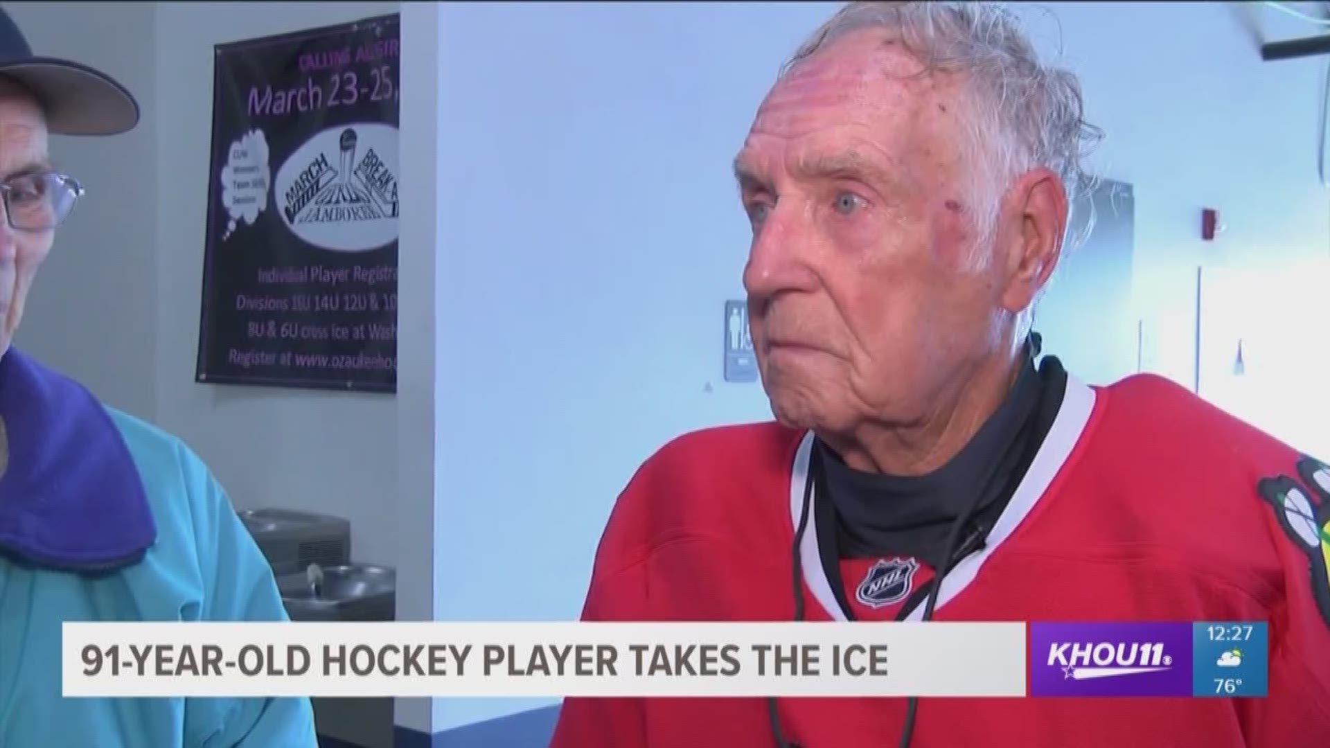 A 91 year old hockey player in Wisconsin is still playing his favorite sport 83 years after he first stepped on the ice. 