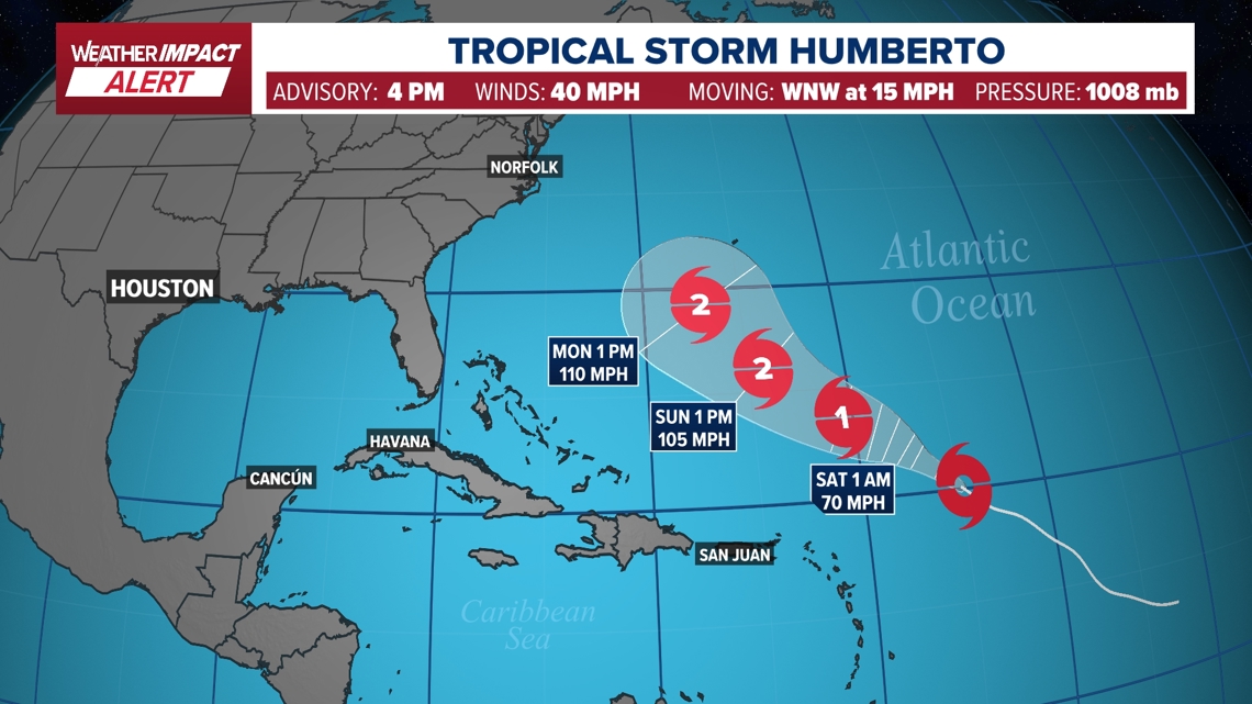 Tropical update: Humberto forms as eighth storm in Atlantic hurricane ...