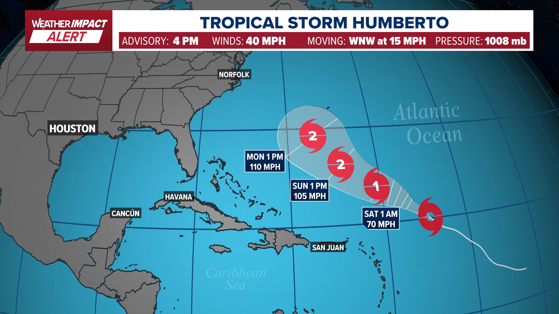 Tropical update: Humberto forms as eighth storm in Atlantic hurricane ...