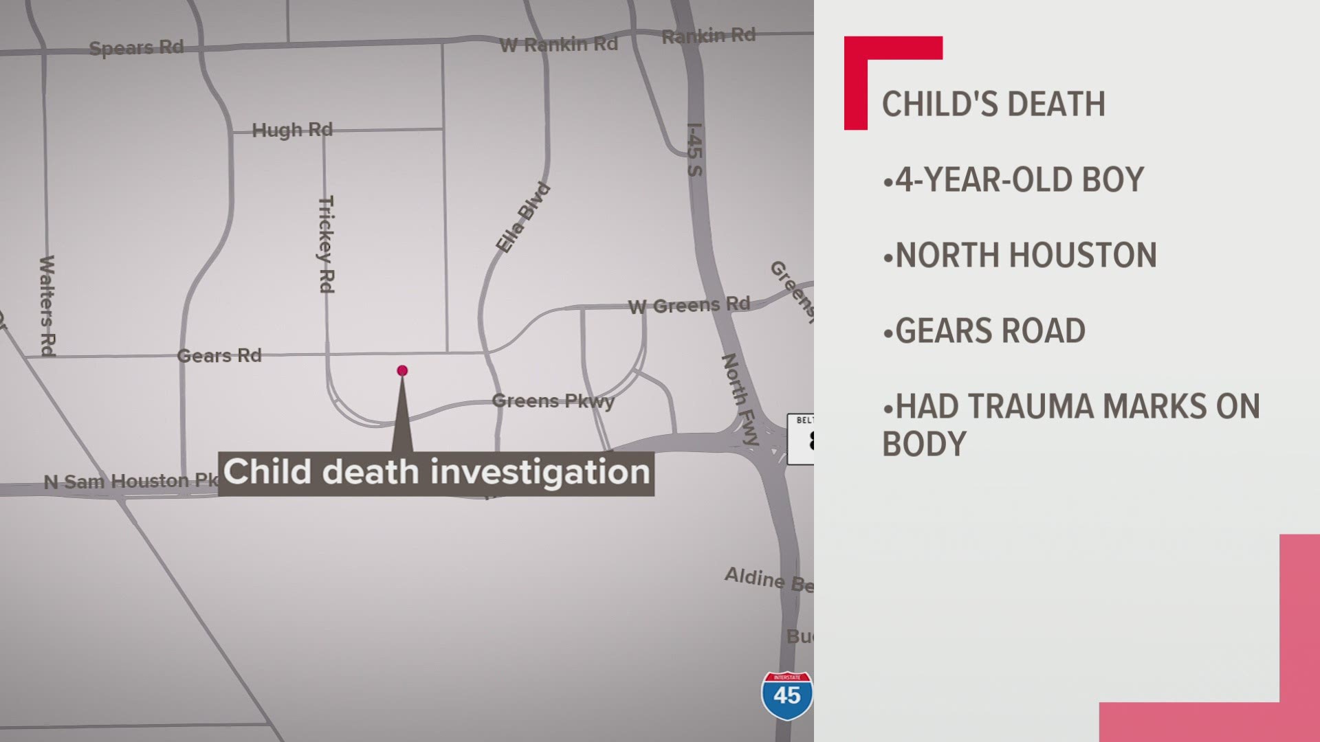 An investigation is underway after a 4-year-old boy died at a northwest Houston hospital Sunday.