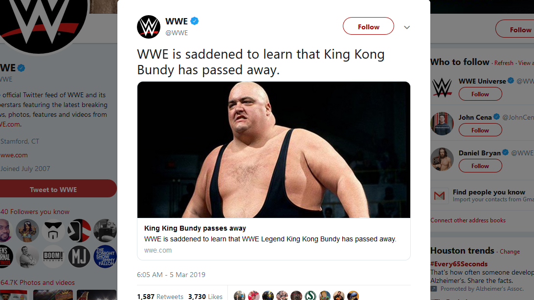 Wrestling Legend King Kong Bundy Dead At Age 61 | Khou.com