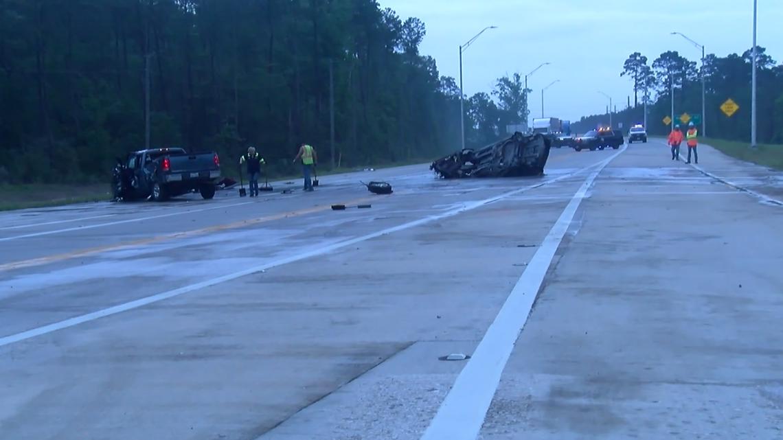 Two dead in fiery crash along Grand Parkway in Liberty County | khou.com