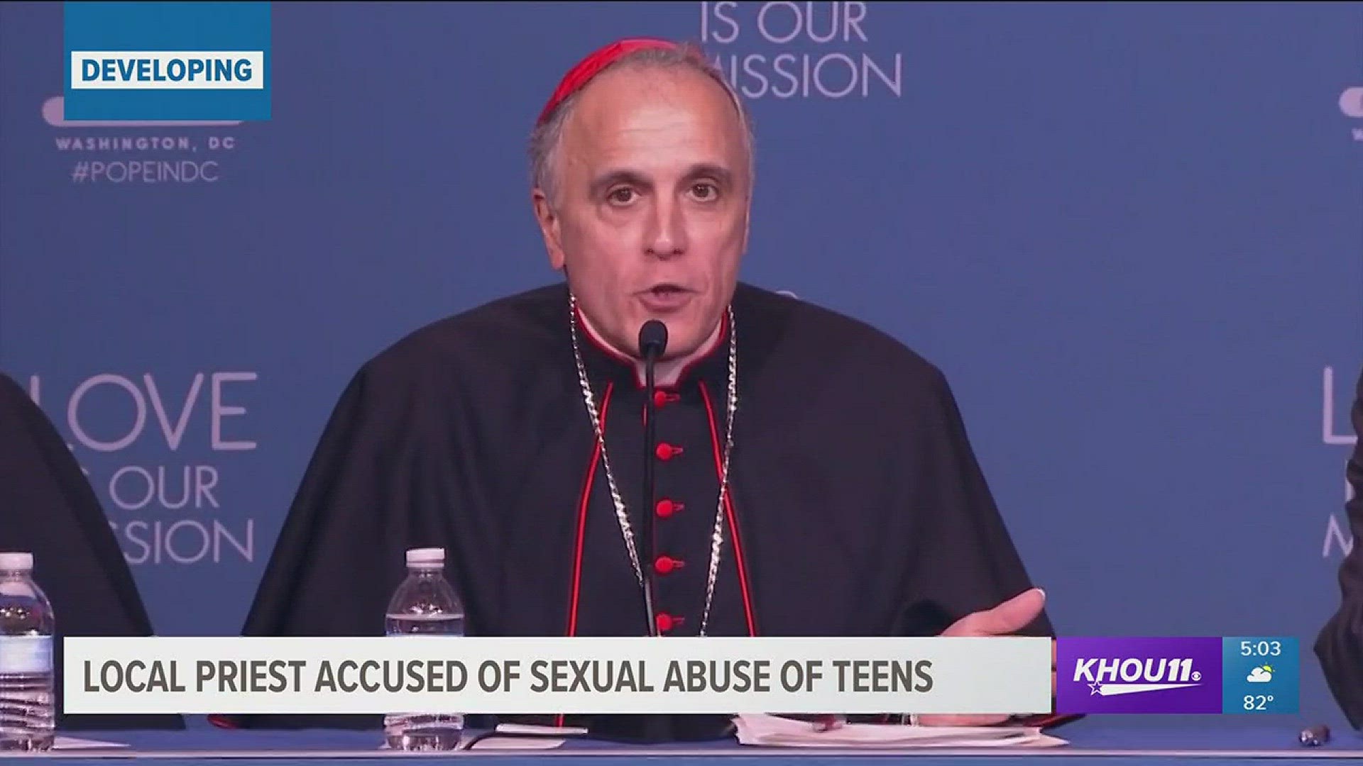 The two people told The Associated Press that they reported the sexual abuse by the priest and met with Cardinal Daniel DiNardo of the Archdiocese of Galveston-Houston but found out the priest was just relocated to another church.