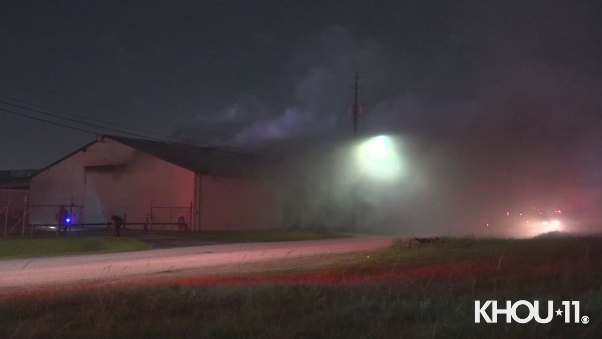 A car crashing into a business sparked a two-alarm building fire in southeast Houston overnight.