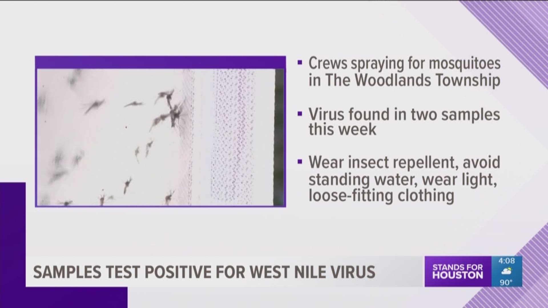 Two mosquito samples tested positive this week for West Nile Virus in Montgomery County.