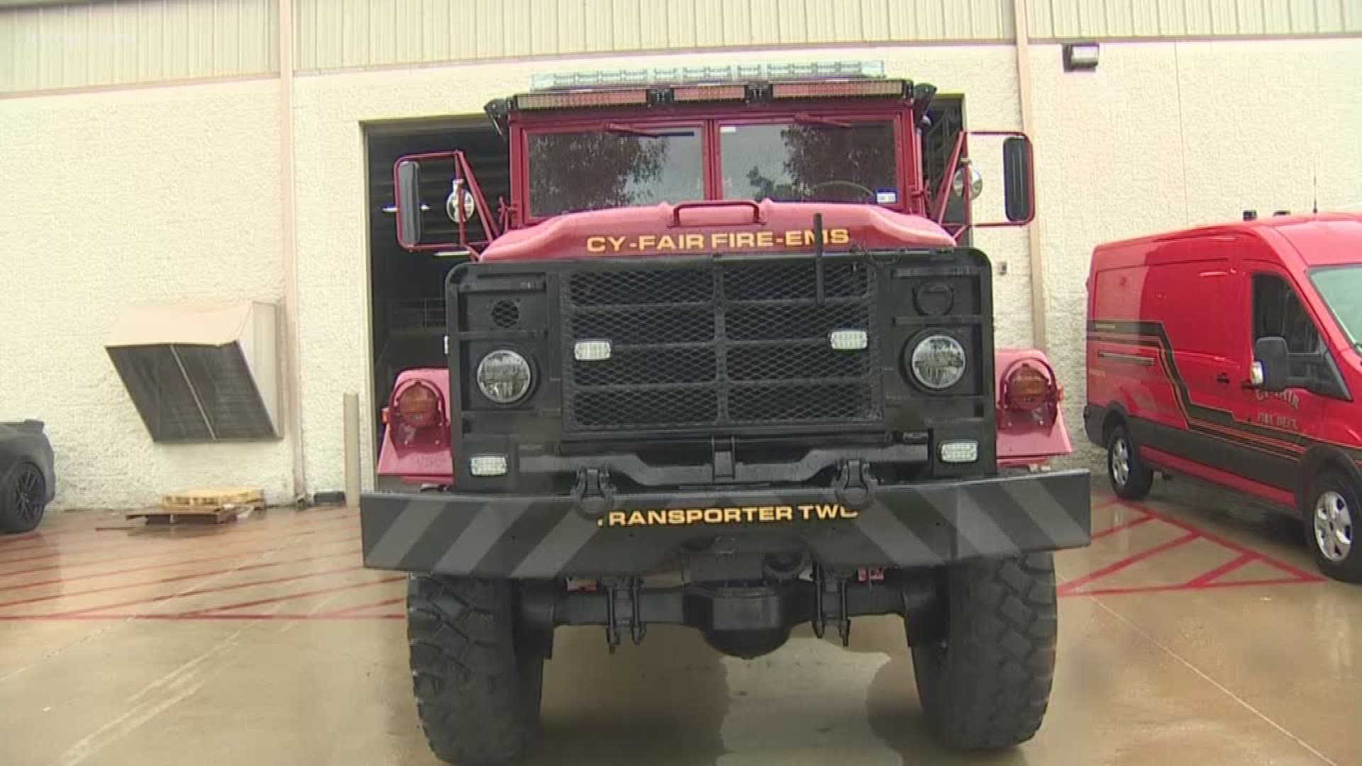 The Cy-Fair Fire Department used lessons from Harvey to prepare for future flooding. They pioneered the design of a re-outfitted military surplus vehicle to rescue people.