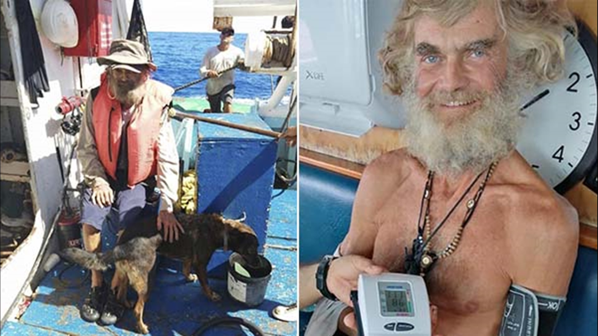 Timothy Shaddock, 54, and his dog had survived on raw fish and rain water after a storm damaged his vessel and wiped out its electronics.