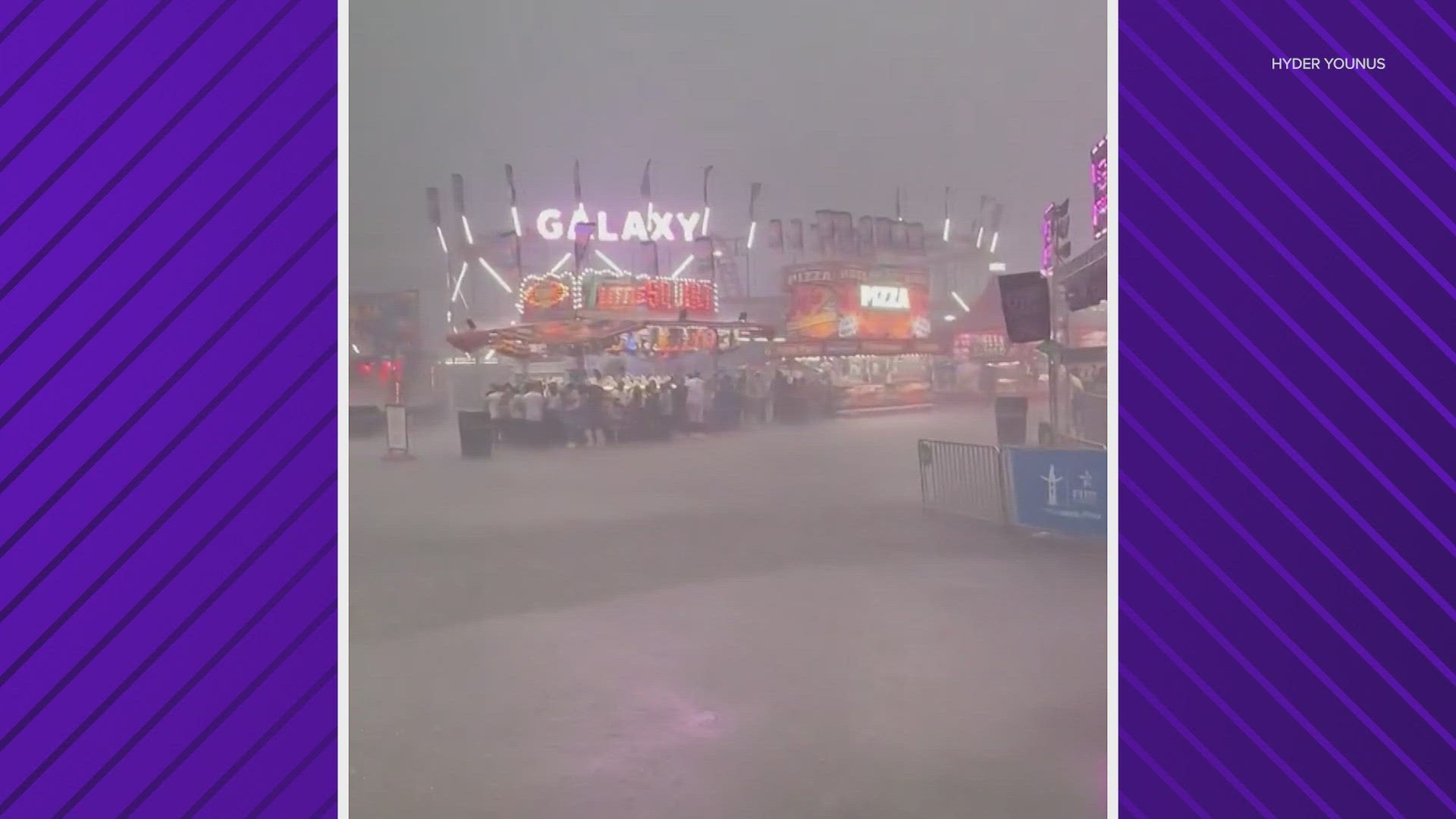 The wind even blew the rain INSIDE of NRG Arena. After the storm passed, the Carnival reopened and RodeoHouston started on time.