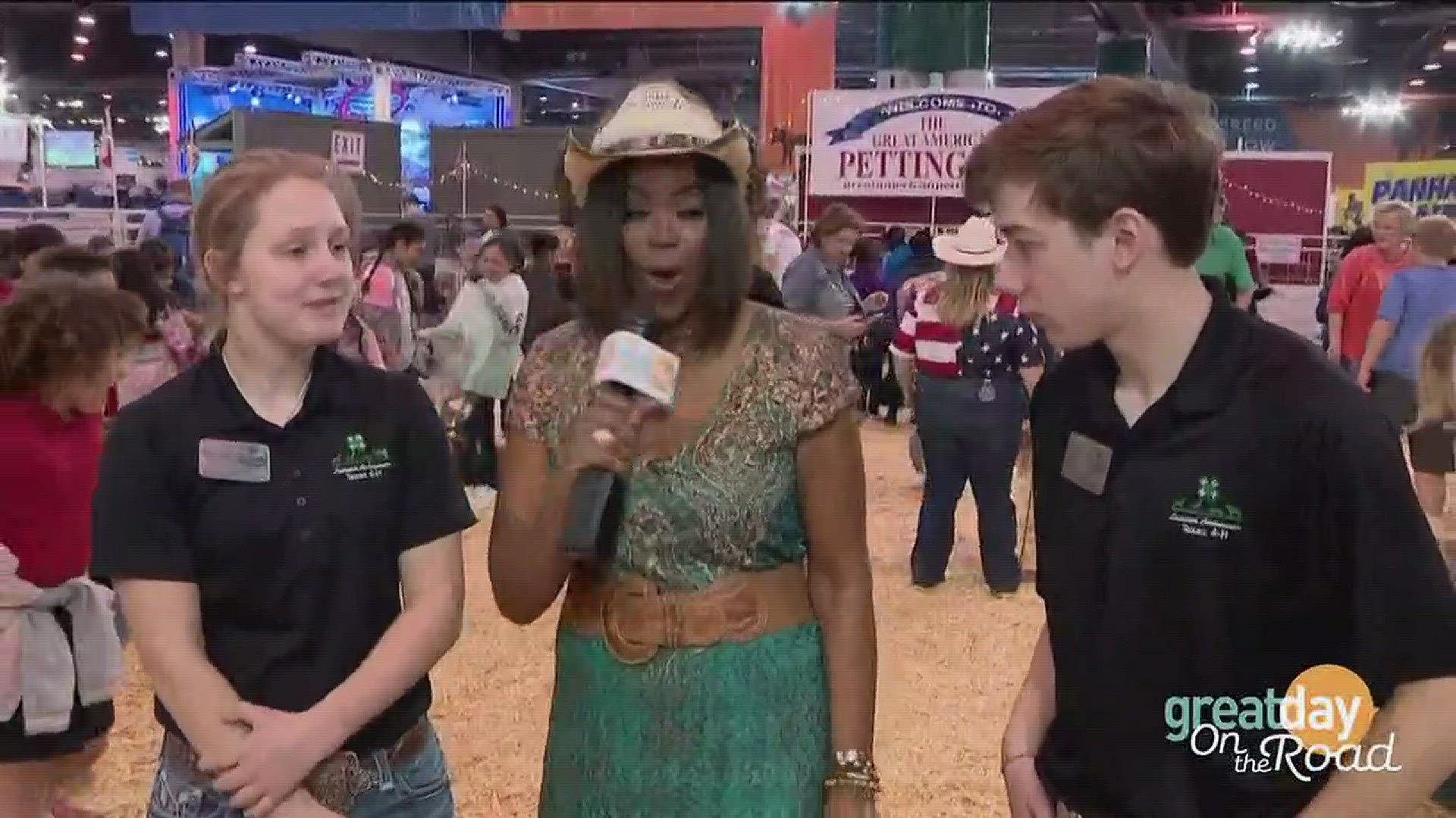 Deborah chats with some of the FFA students at the Houston Livestock Show & Rodeo.