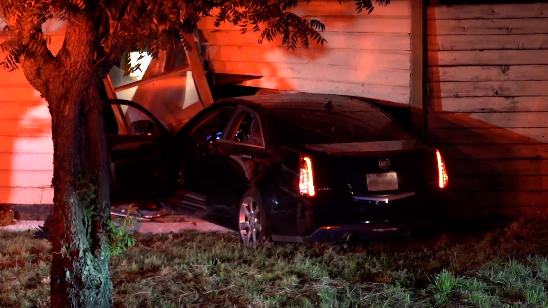 A 25-year-old man is hurt after a police chase with a stolen vehicle ended with the car crashing into the man's house early Saturday morning, Houston police said.