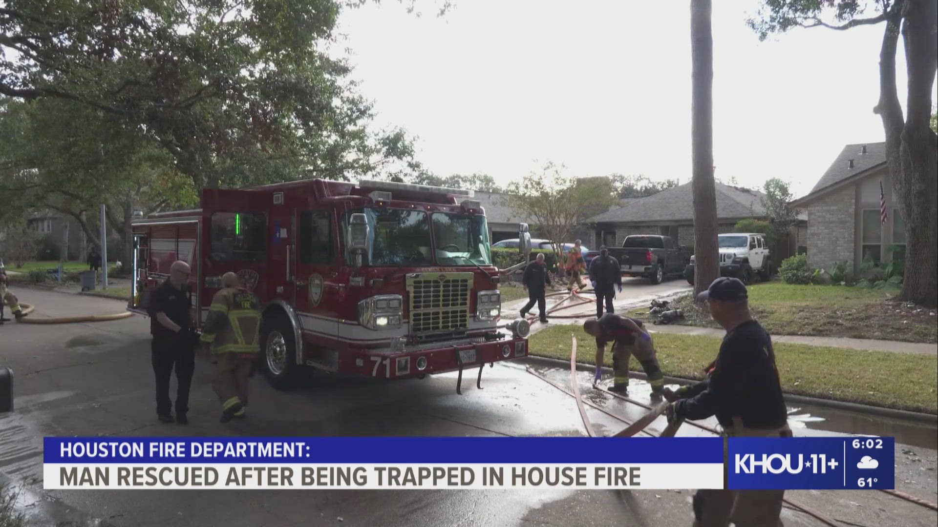HFD: Man hospitalized after being trapped in SE Houston house fire ...