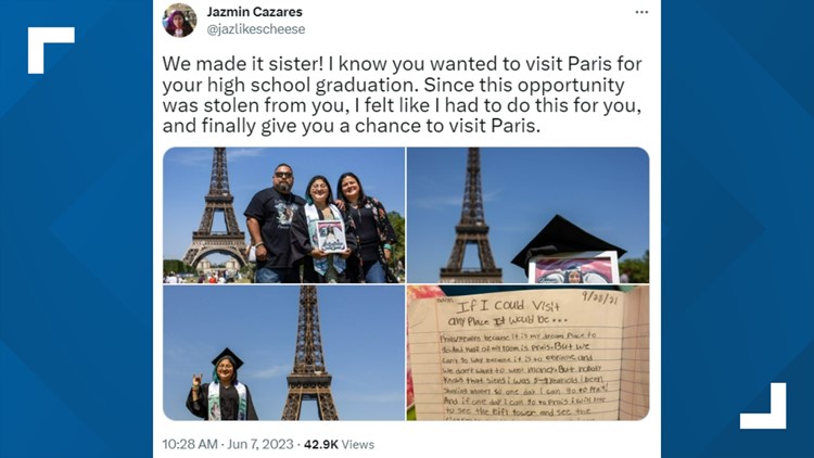 Jackie Cazares dreamed of visiting Paris before she was killed in a school shooting. Her family went in her honor.