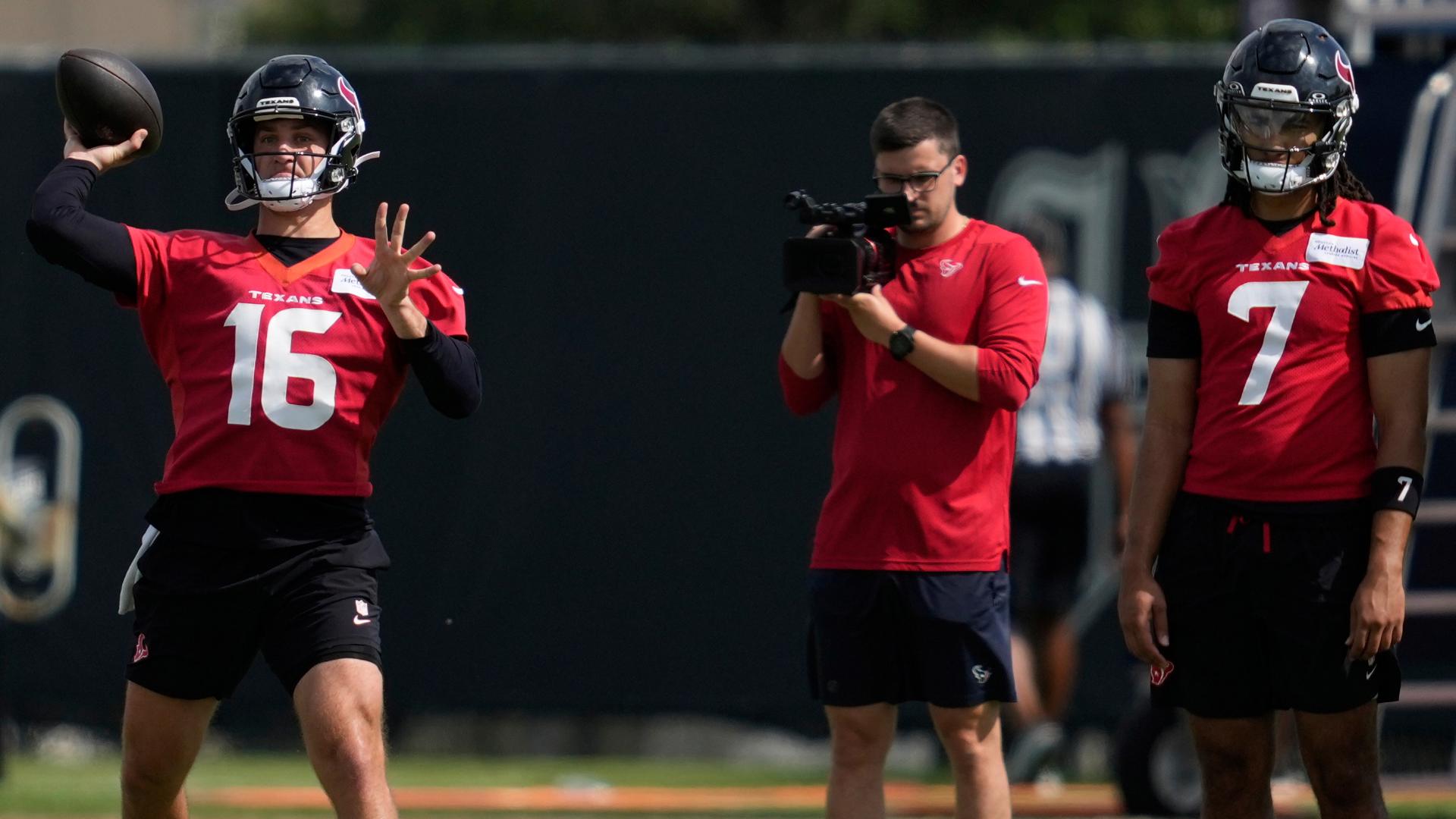 What are the Texans saying about Stroud not throwing during OTAs?
