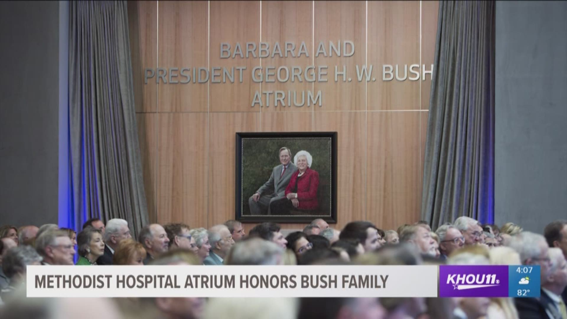 Houston Methodist Hospital has named the atrium in the new Walter Tower the Barbara and President George H.W. Bush Atrium.