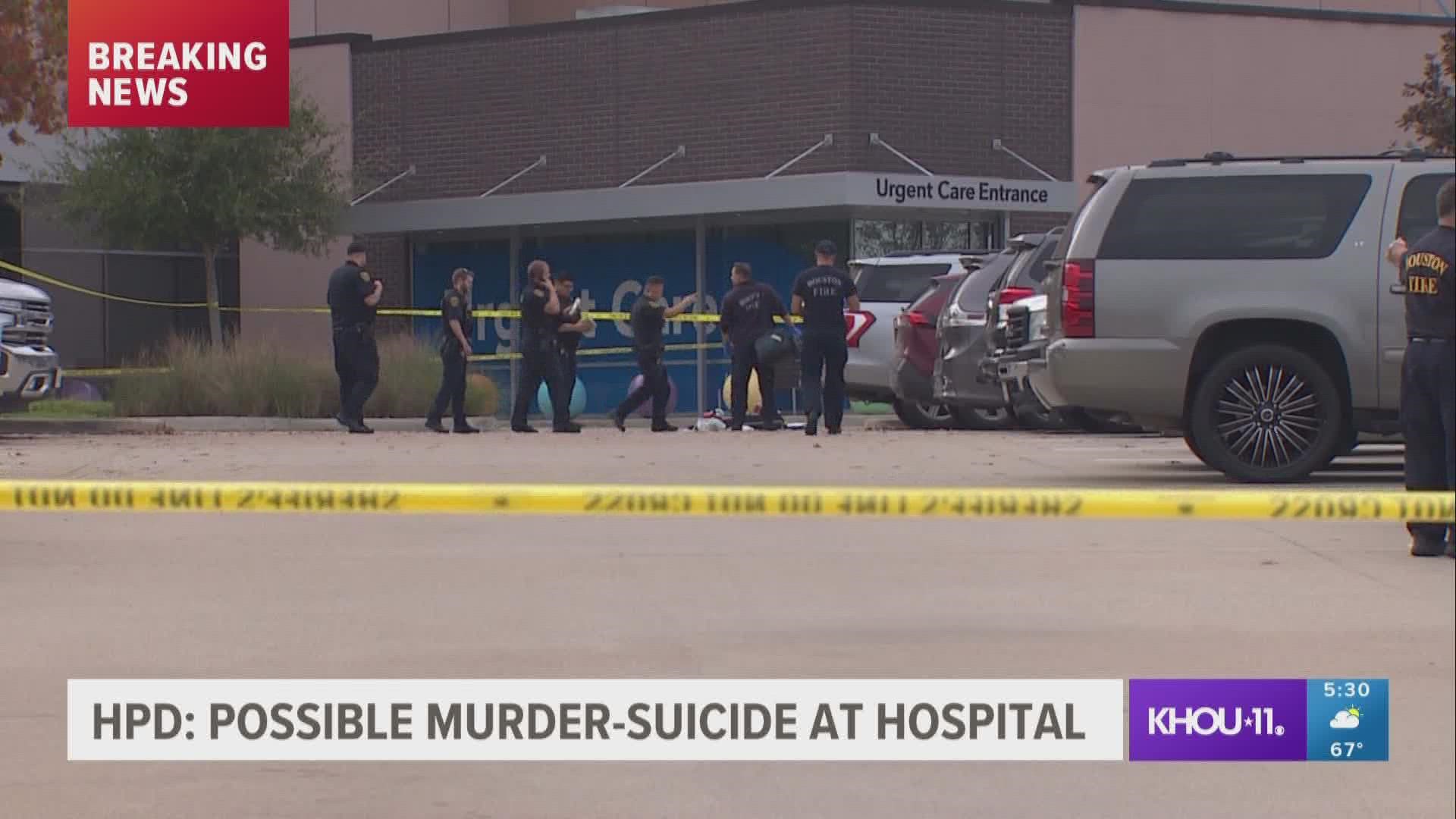 Police appeared to rope off a section of the hospital's parking lot while officers processed the scene.