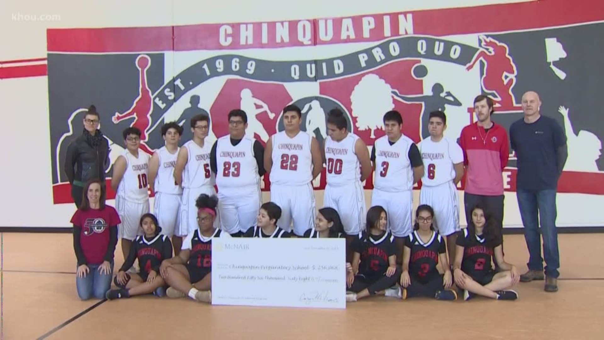 Thanks to a big donation from Texans owner Bob McNair and McNair Interests, the boys and girls at Chinquapin Prep can once again play basketball in their school gym.