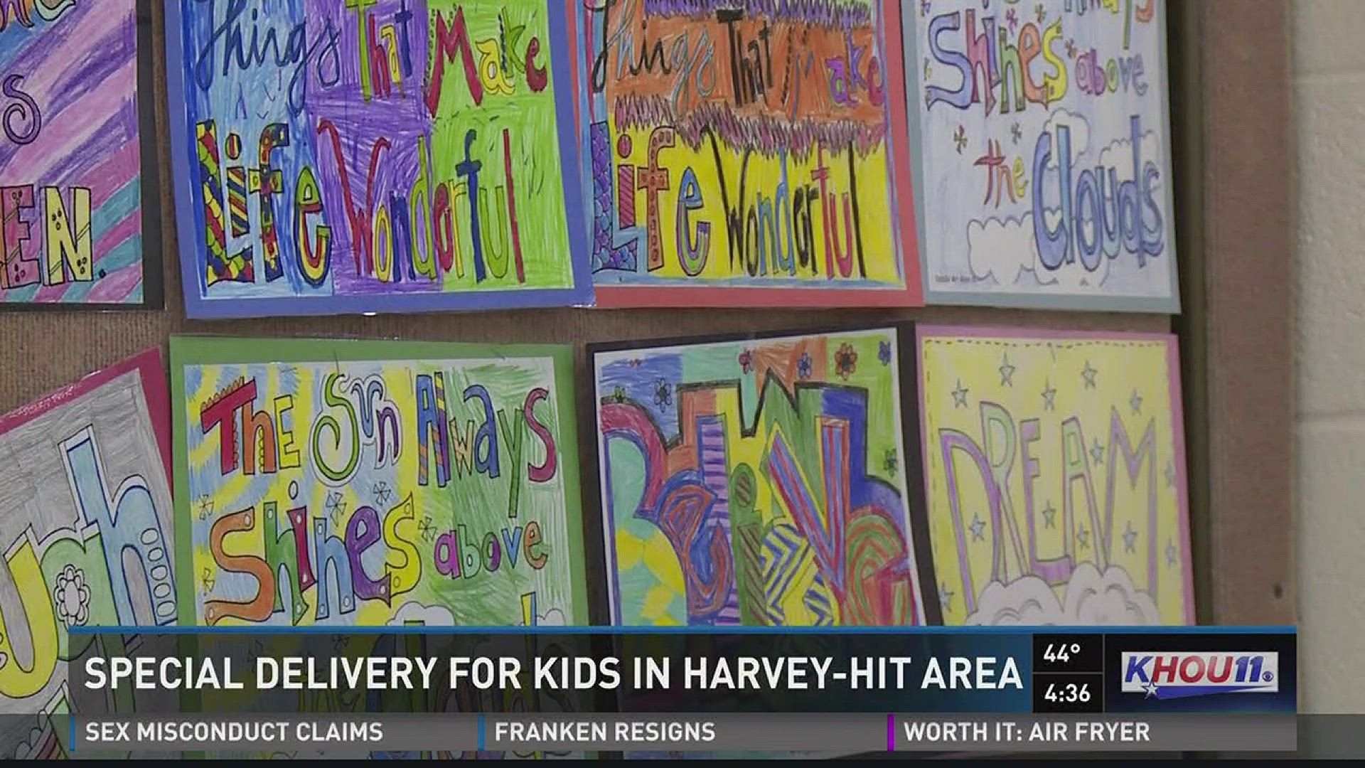 The holidays will be tough for many Houston-area families because of Harvey. But a special delivery from school kids in Pennsylvania helped brighten the spirits of some kids in Kingwood.