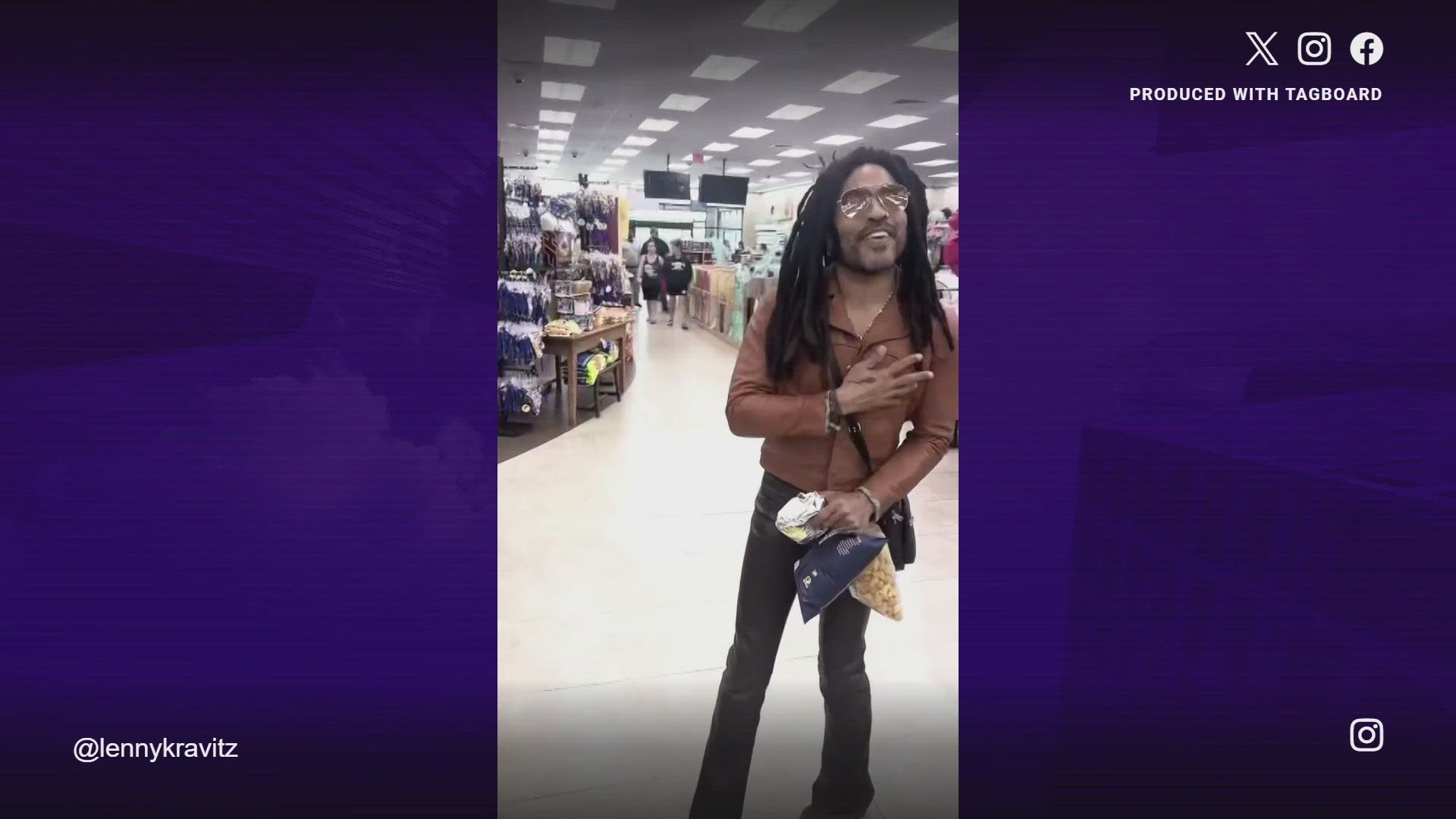 In the video posted to Instagram, Kravitz could be seen walking around the store, grabbing some snacks and posing and greeting customers.