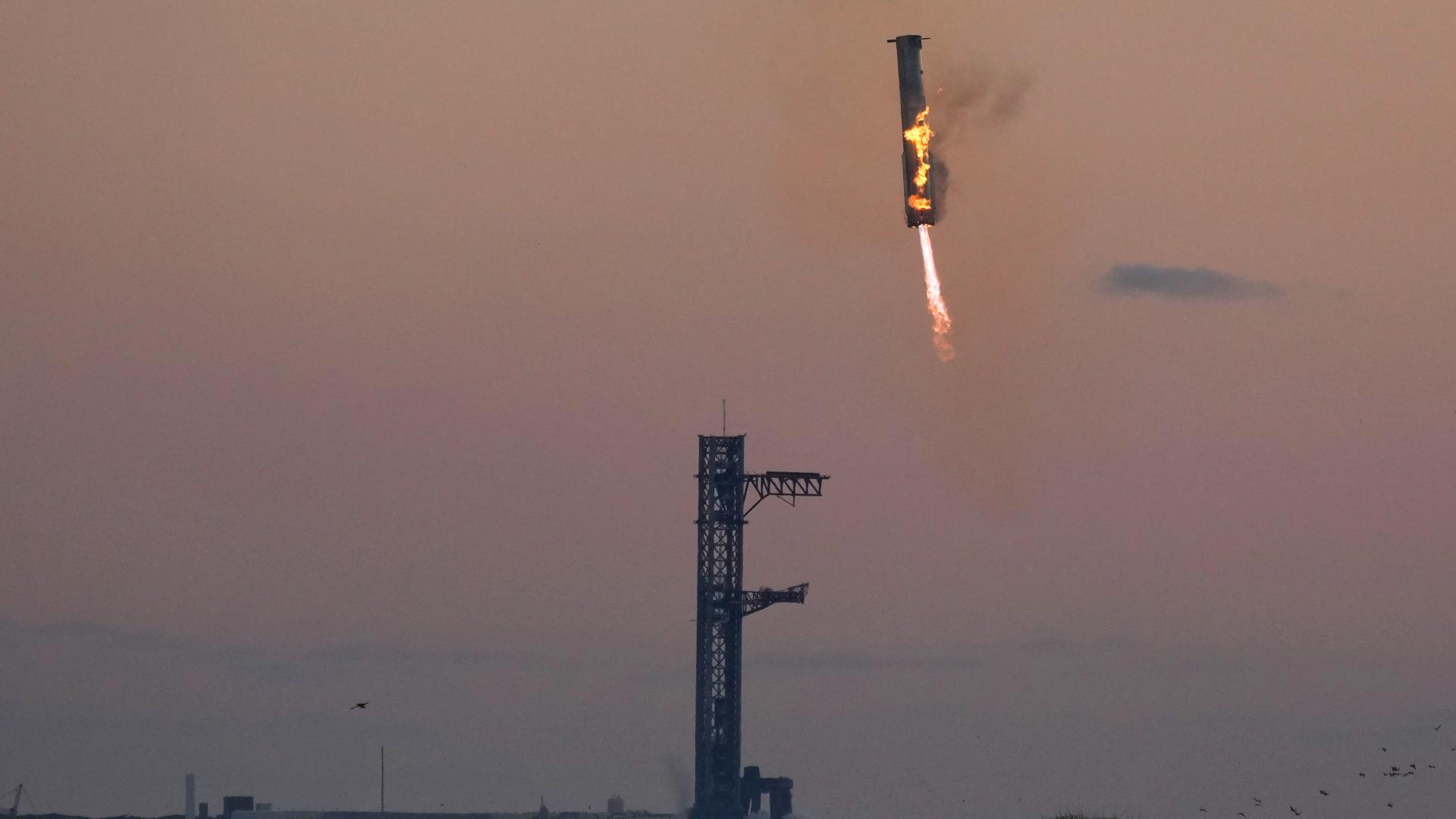 The company brought the first-stage booster back to land at the pad from which it had soared seven minutes earlier.