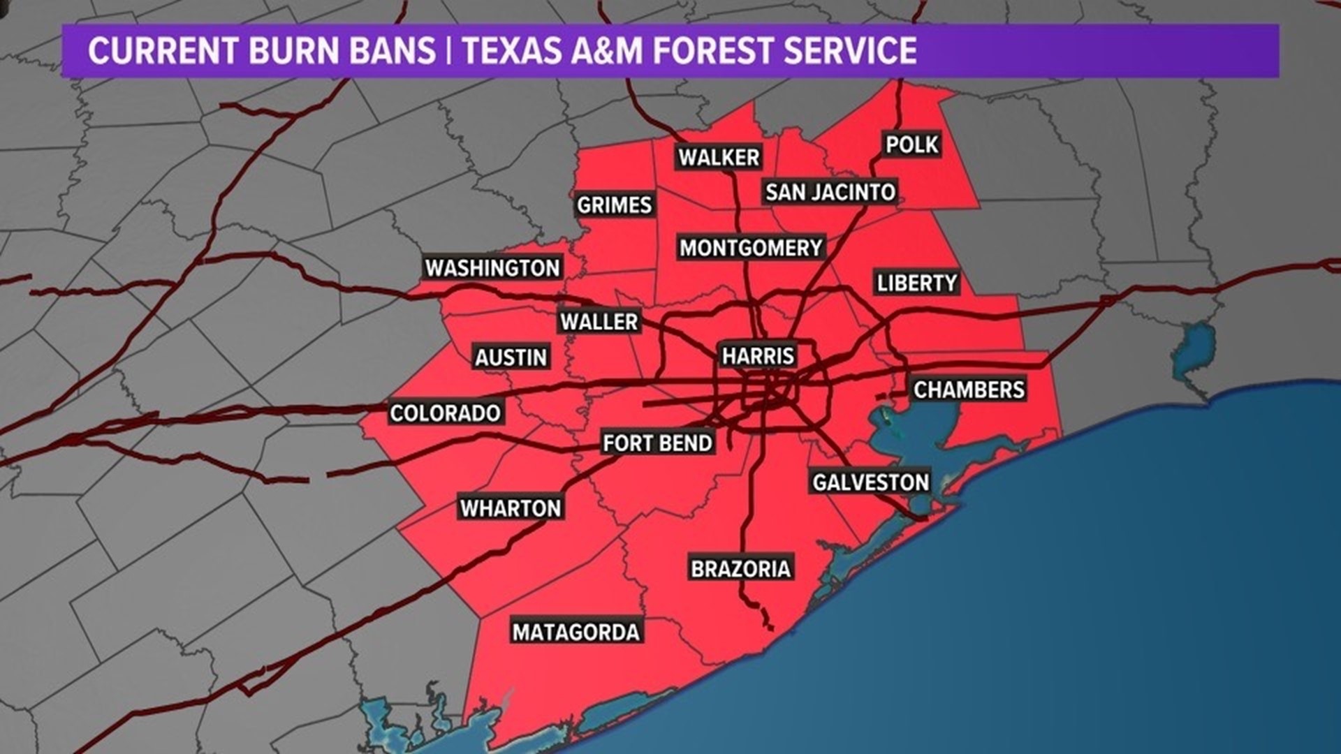 Burn bans across Greater Houston area