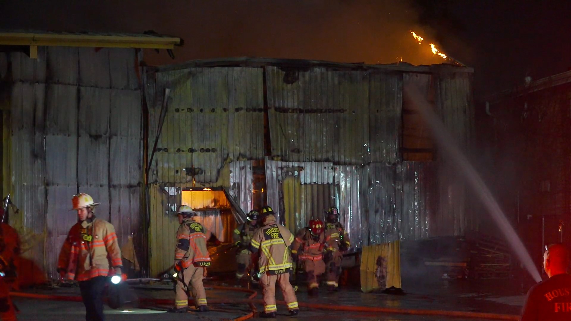 The fire was reported shortly before 1 a.m. at the Battery Depot in the 3200 block of the North Freeway, just south of the 610 Loop.