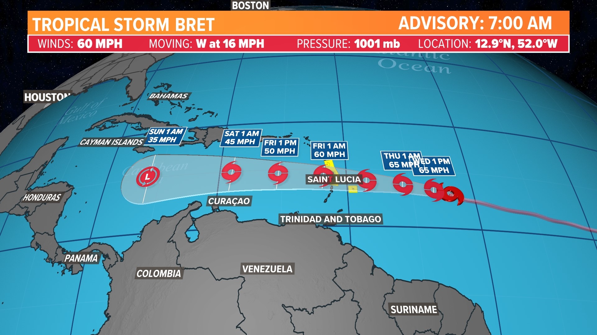 Tropical Storm Bret update Storm expected to hurricane