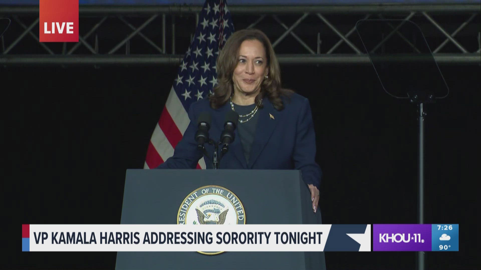 Tonight in Houston, VP Kamala Harris responded to former President Donald Trump's comments made today at the National Association of Black Journalists.