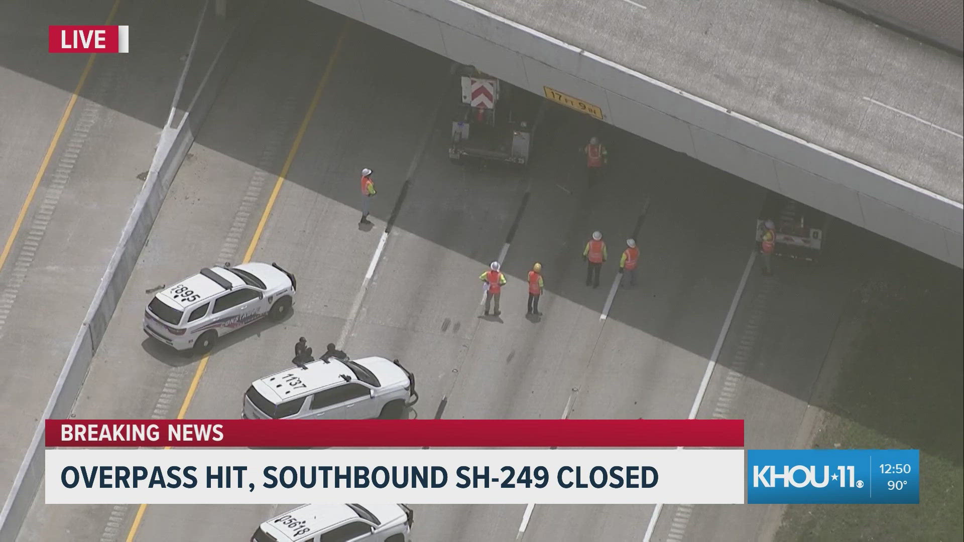 Tomball Parkway closed heading south after overpass strike drops debris ...