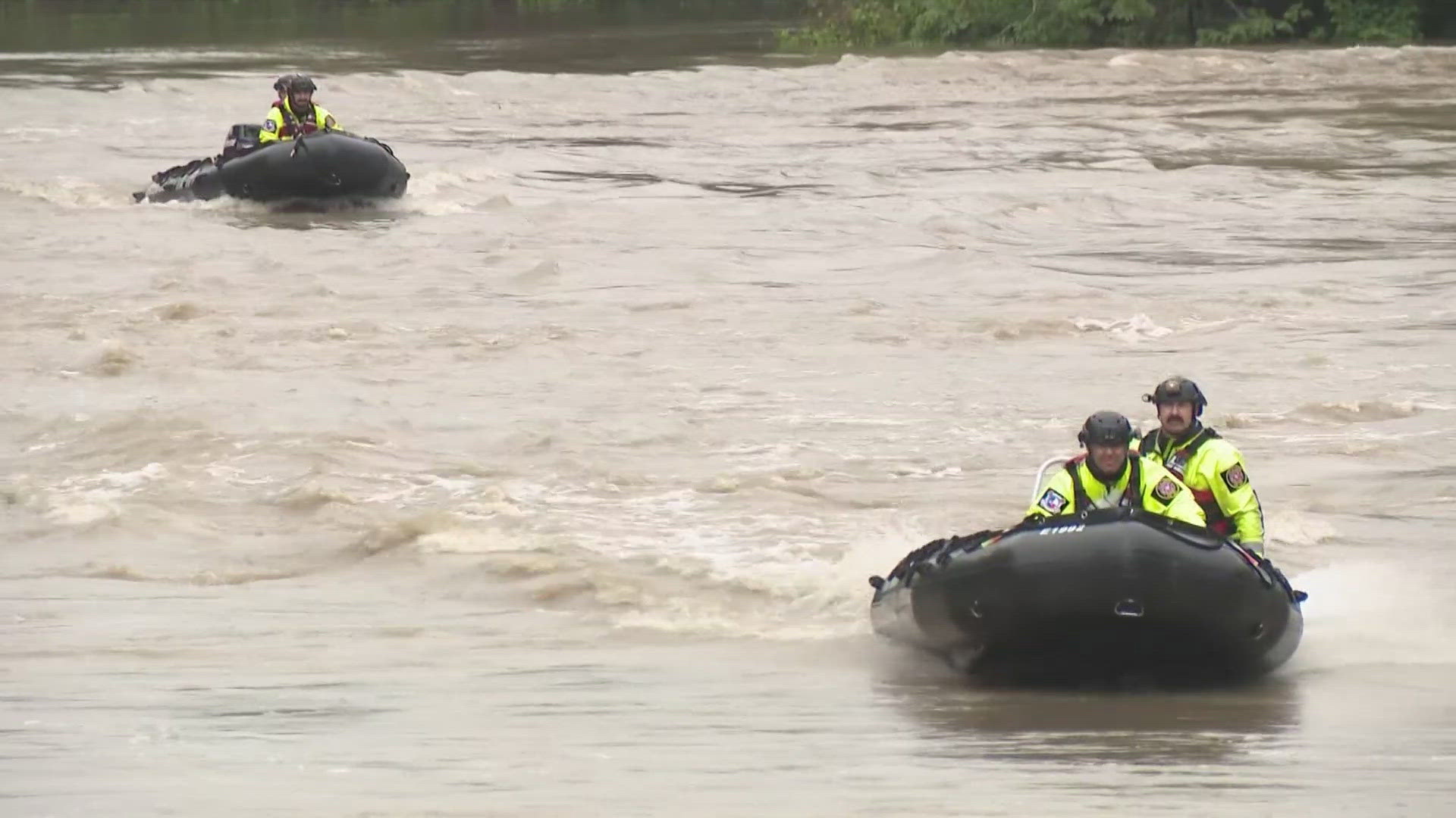 Crews rescued several people near Harmon Creek in Riverside. Also in Walker County, 2 cars fell into a 25-foot drop on FM 2989 where the road was washed out by rain