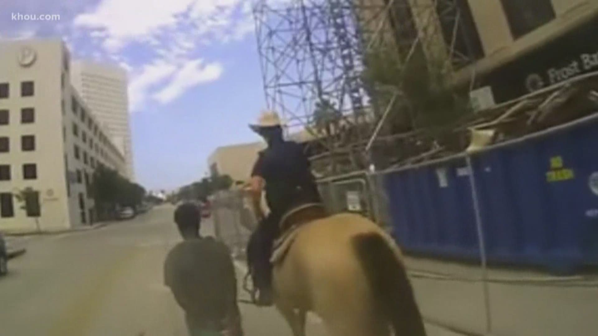 Galveston Police released body cam footage from the Aug. 3 arrest that sparked outrage after a man was seen being led by a rope between mounted patrol officers.