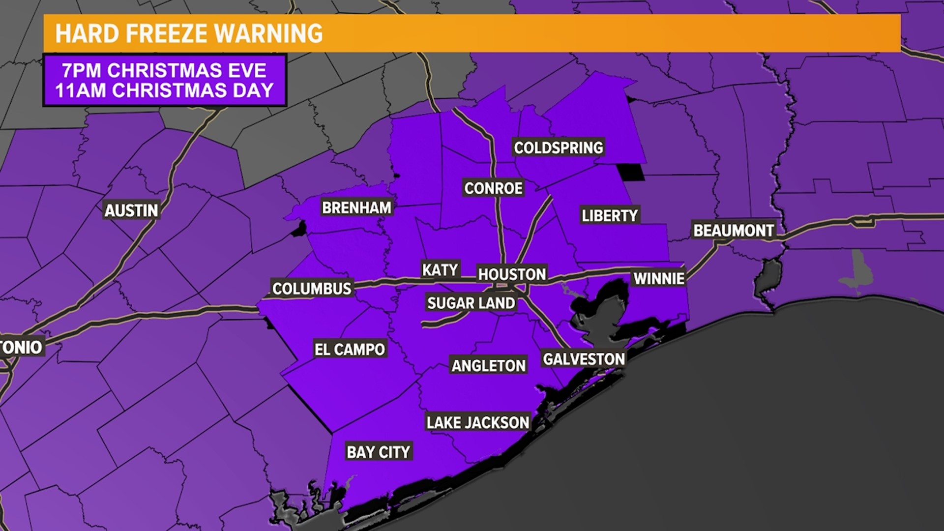 Houston freeze 2022 Timeline of cold Christmas weekend