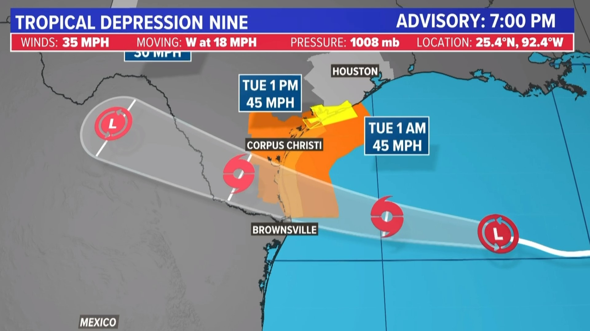 Chief Meteorologist David Paul is tracking the storm, which is expected to reach the South Texas coast Tuesday morning.