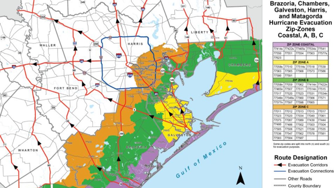 Galveston Tx Zip Code Map Hurricane Evacuation Map By Zip Codes: Who Should Evacuate? | Khou.com