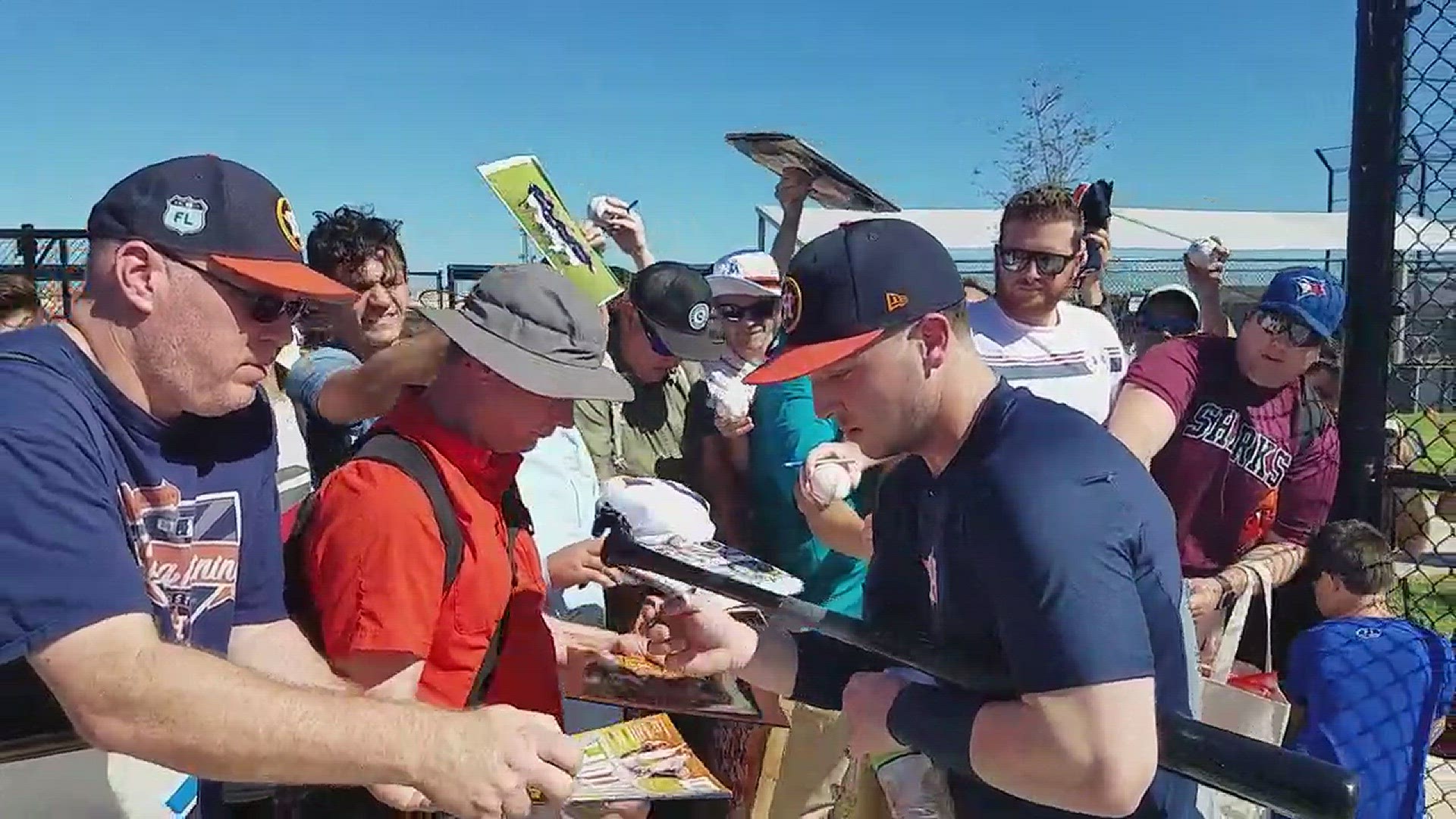 Alex Bregman drew a crowd Friday morning after practice.