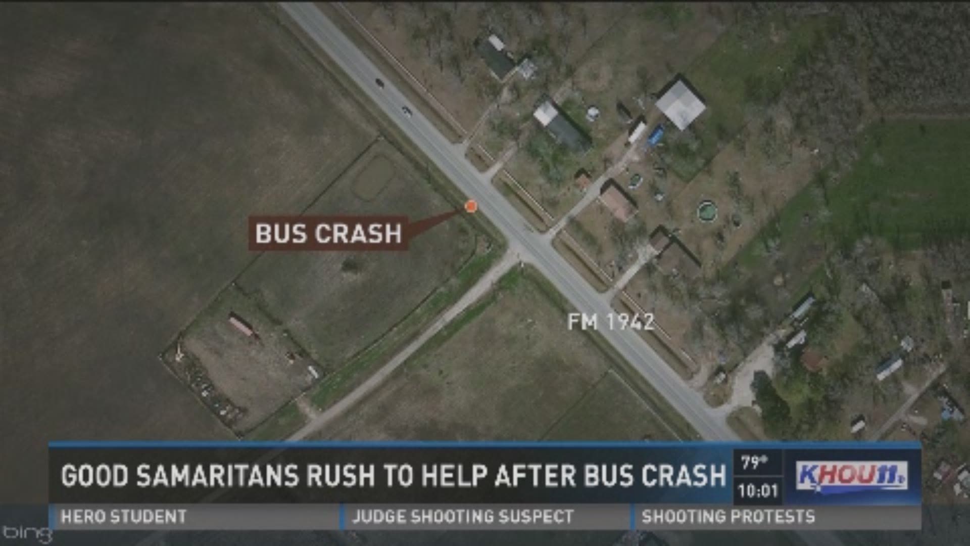 Good Samaritans came to the aid of more than a dozen people -- including students -- who were injured in a school bus crash in Crosby on Friday.