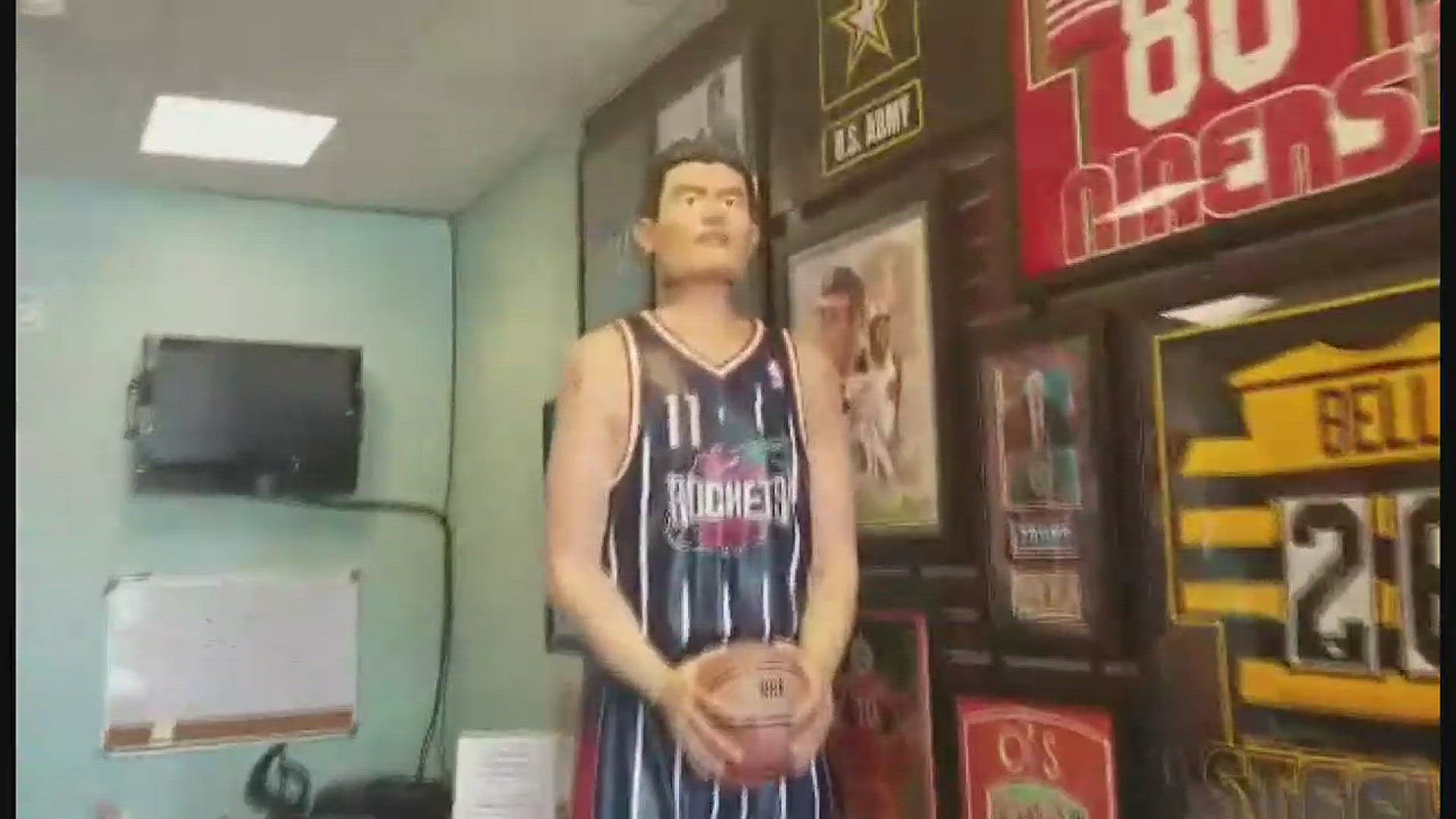 A rare, life-sized Yao Ming bobblehead now resides in a collectibles store near Harrisburg, Pennsylvania,