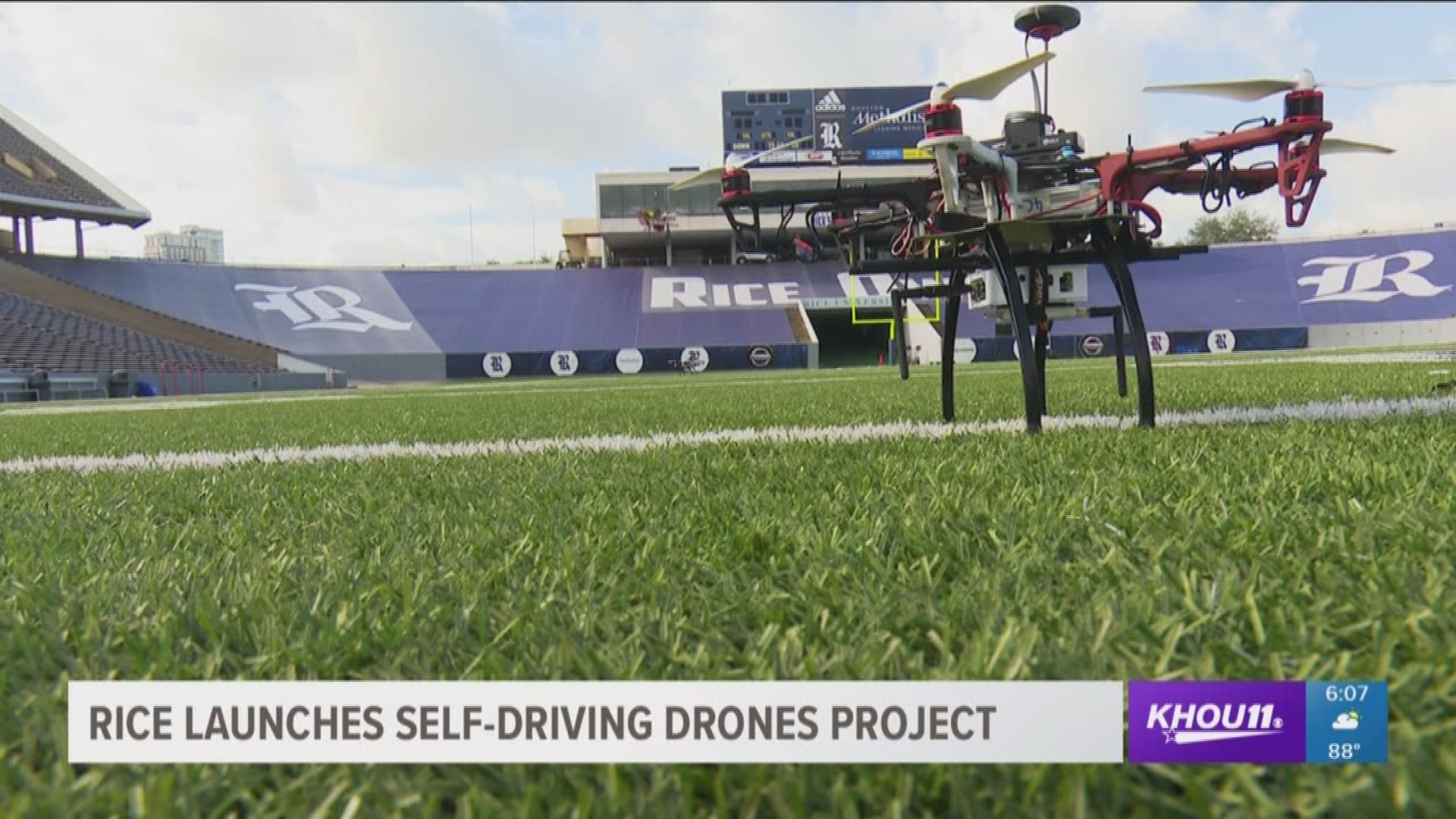 On Friday Sept. 7, researchers at the university used the school's stadium to fly and test the drones.