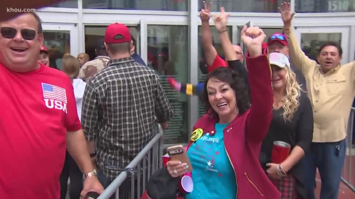 Overflow crowd watched Trump rally outside of Toyota Center | khou.com