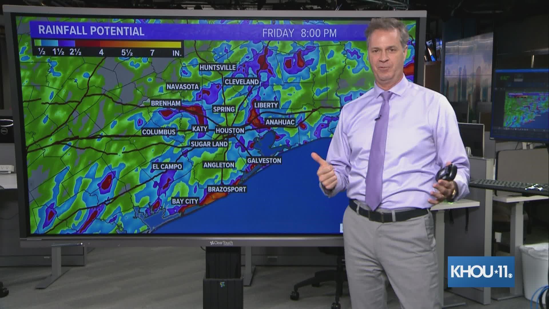 KHOU 11 Chief Meteorologist David Paul gave an update on storms expected in the Houston area Wednesday night.