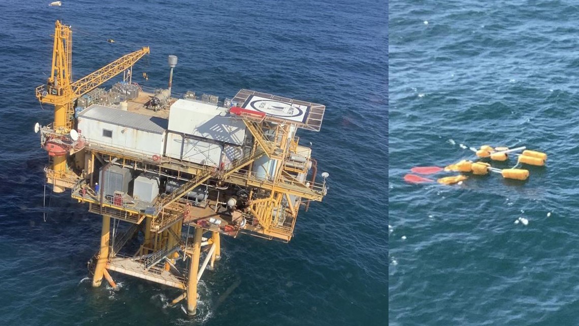 Coast Guard Helicopter leaving Houston oil platform crashes in Persian