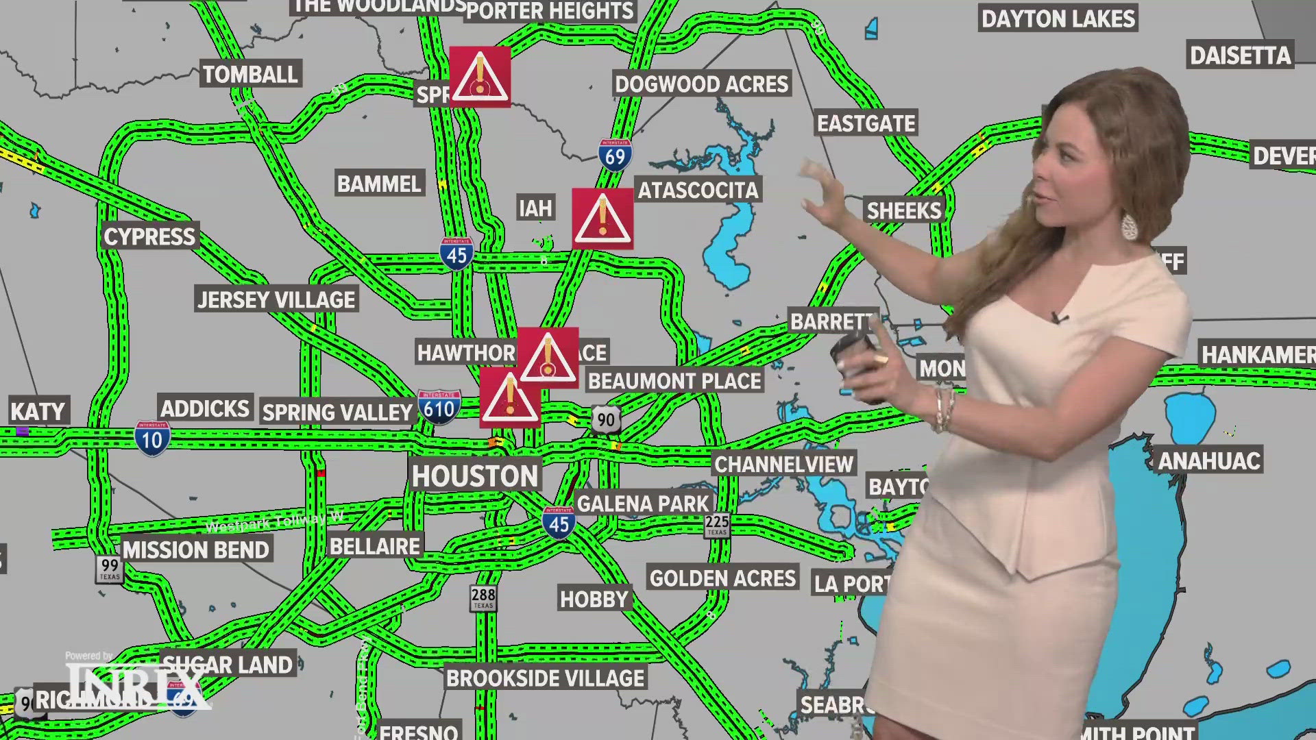A pair of hazmat-related crashes involving heavy trucks snarled traffic for Friday morning drivers in two major Houston-area corridors.
