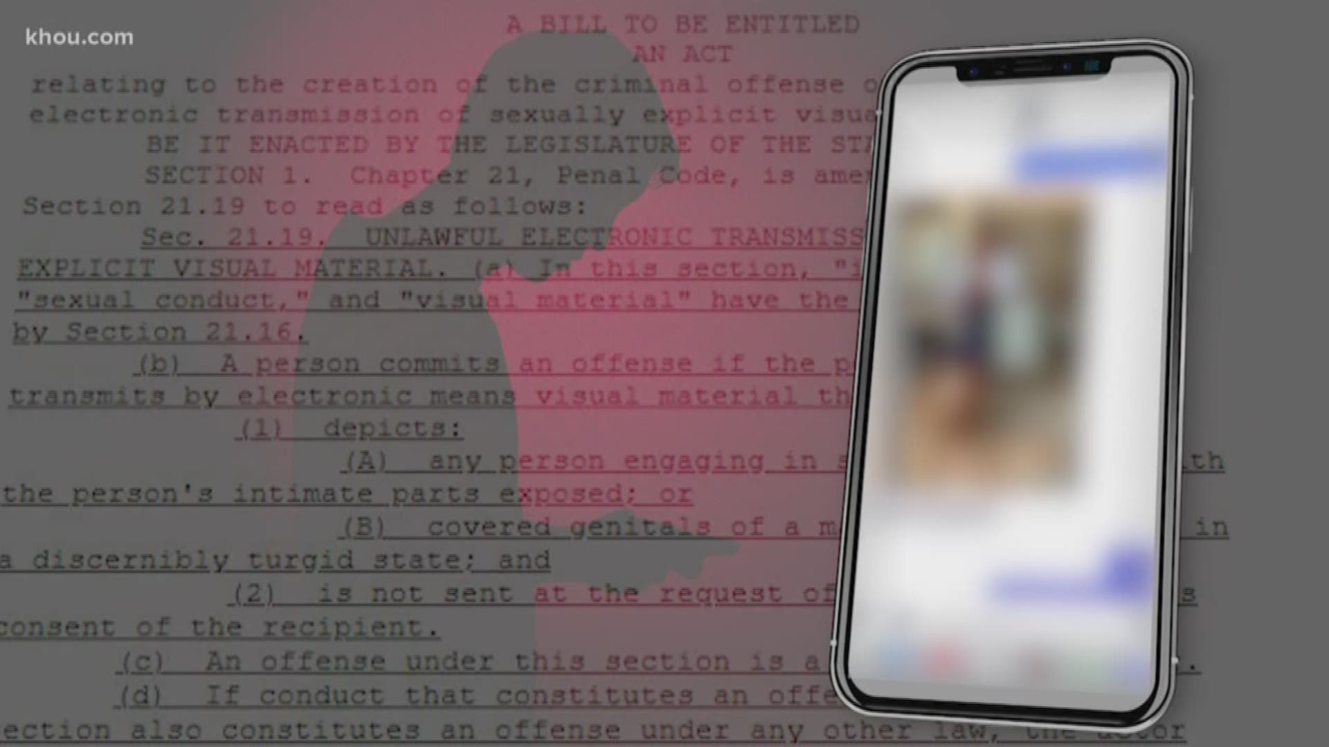 It is now a Class C misdemeanor to electronically send unwanted sexually explicit images of a person's intimate parts exposed -- or covered if you can see that a man is “excited.”