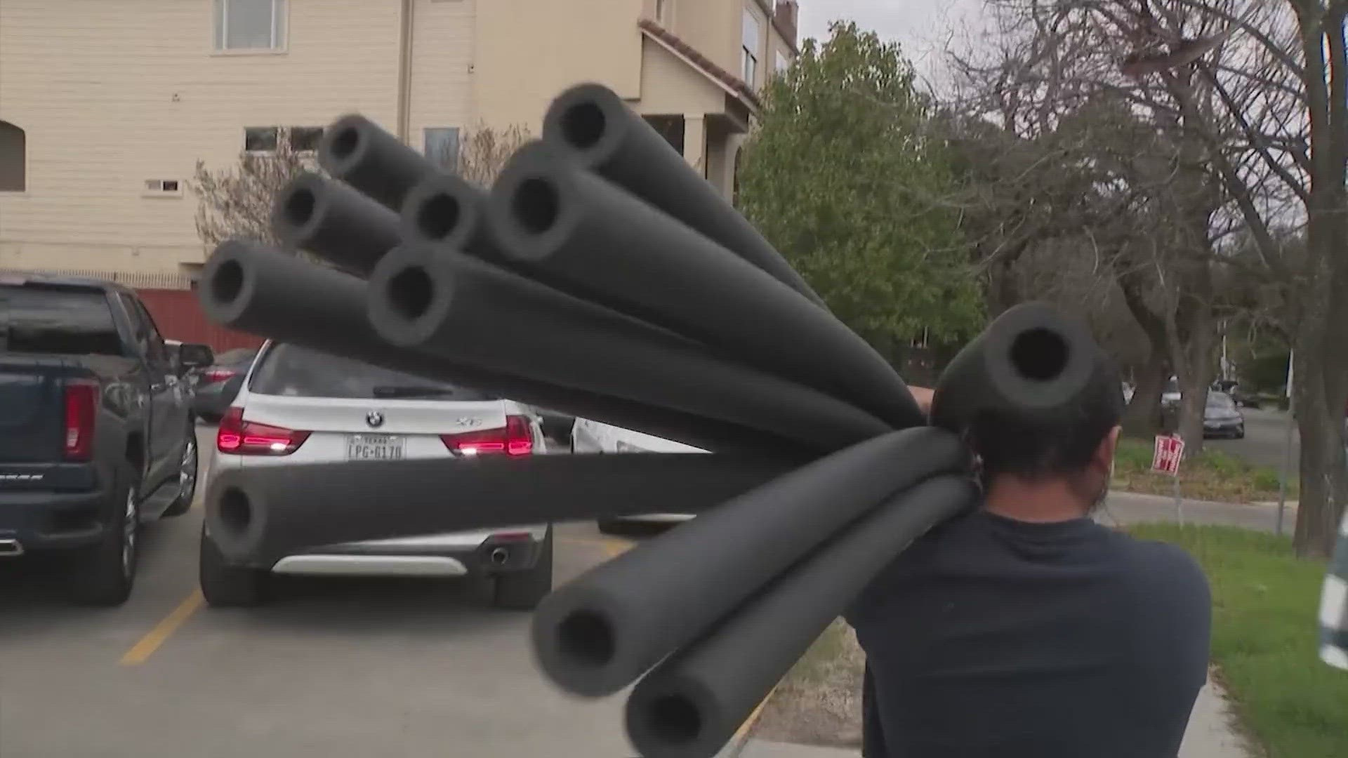 At C&D Hardware and Gifts in the Heights, residents were seen picking up pipe installations.