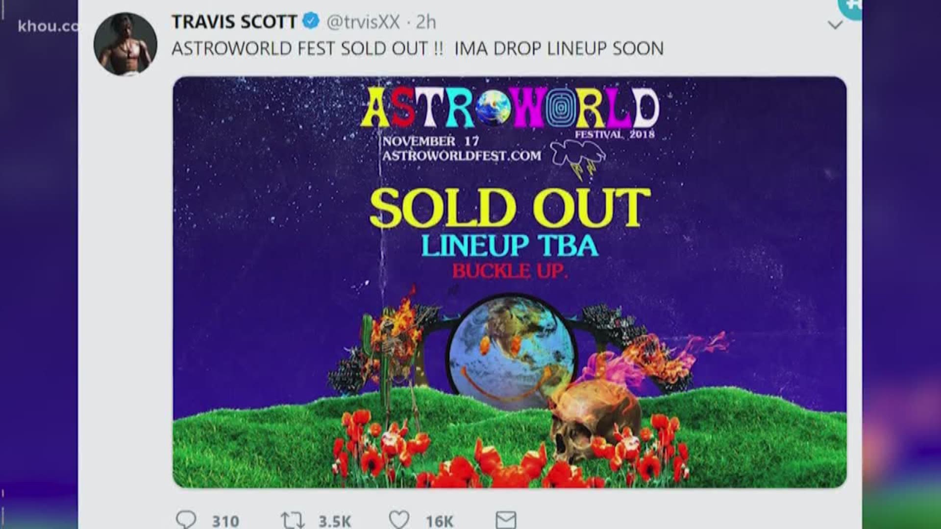 Missouri City native and rapper Travis Scott is left tickets to his sold-out Astroworld Festival at two voting locations in Houston and Missouri City.