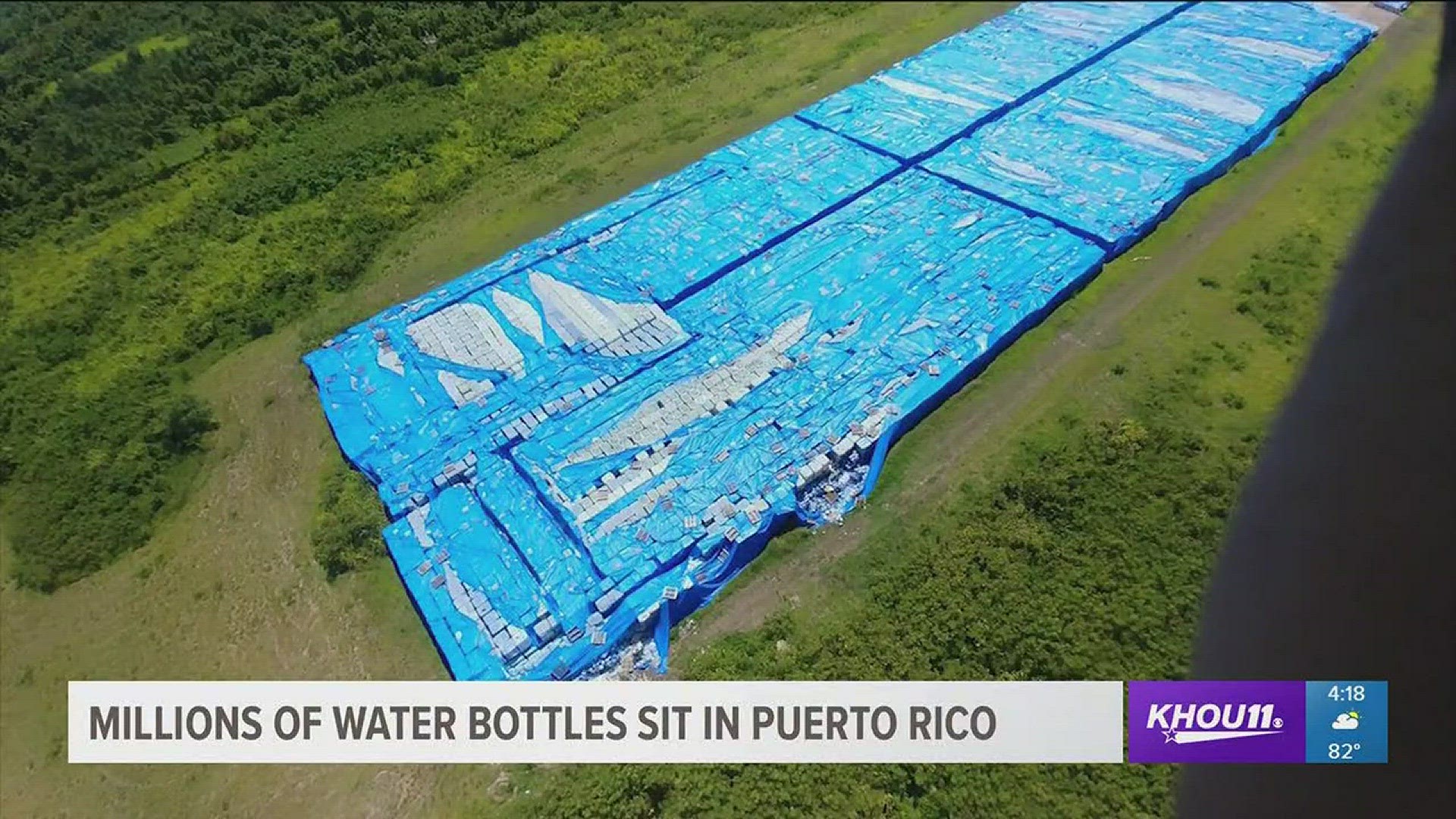 The federal government's response to Hurricane Maria is under fresh scrutiny over photos showing what appear to be millions of water bottles meant for victims still sitting on a runway in Ceiba, Puerto Rico, more than one year after the storm.