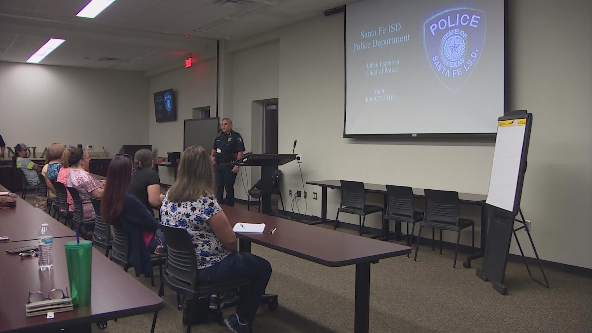 The course, known as Civilian Response to Active Shooter Events, teaches survival strategies. In Santa Fe ISD, new hires are required to take the class.