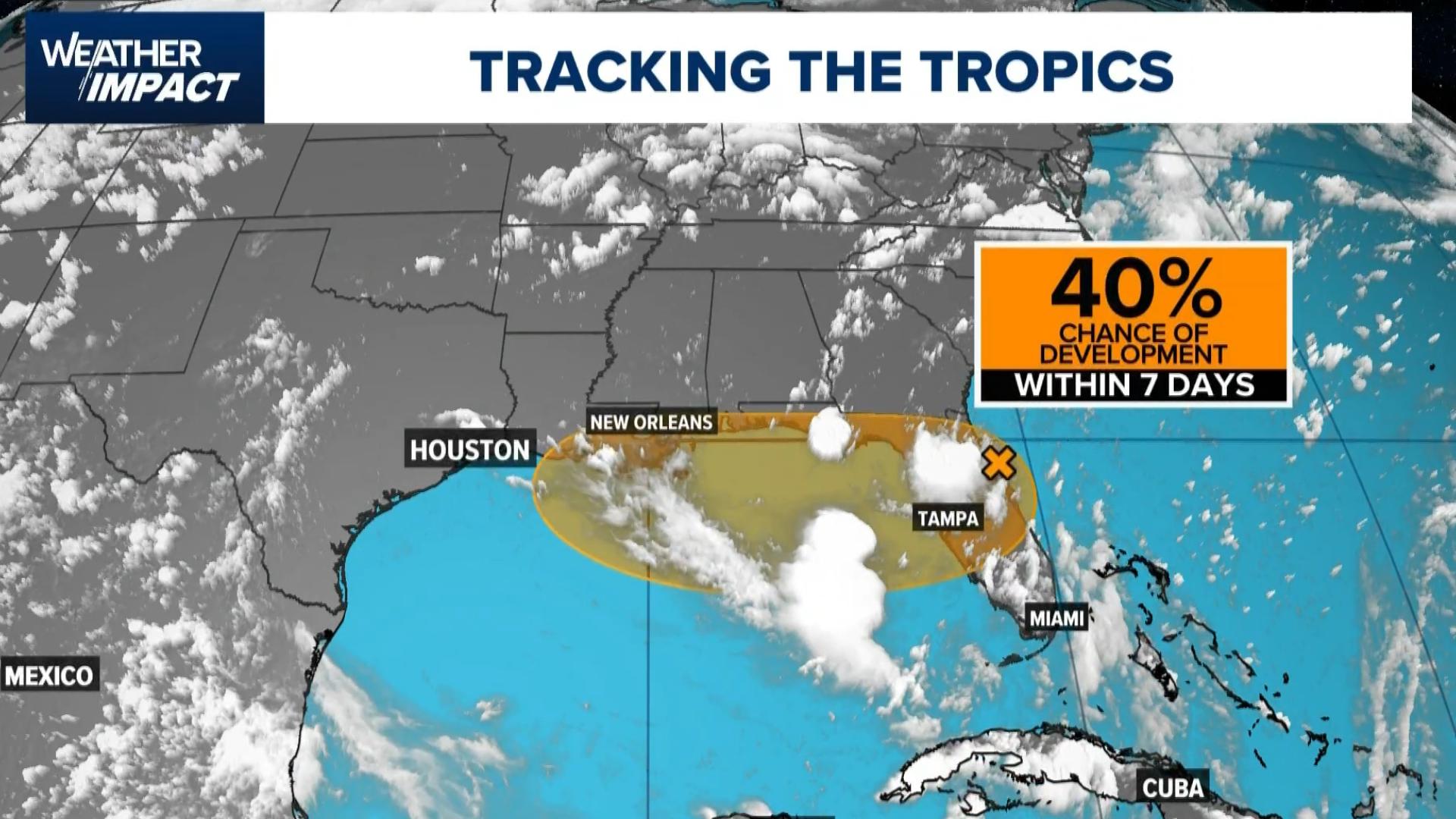KHOU 11 Meteorologist Pat Cavlin with a look at the possible tropical development in the Gulf at 2 p.m. on Tuesday, July 15, 2025.