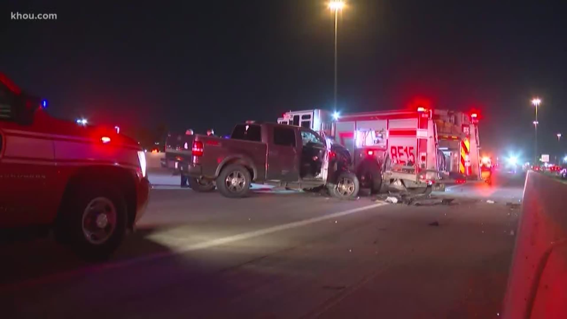 Woman crashes into HFD fire truck on Highway 290