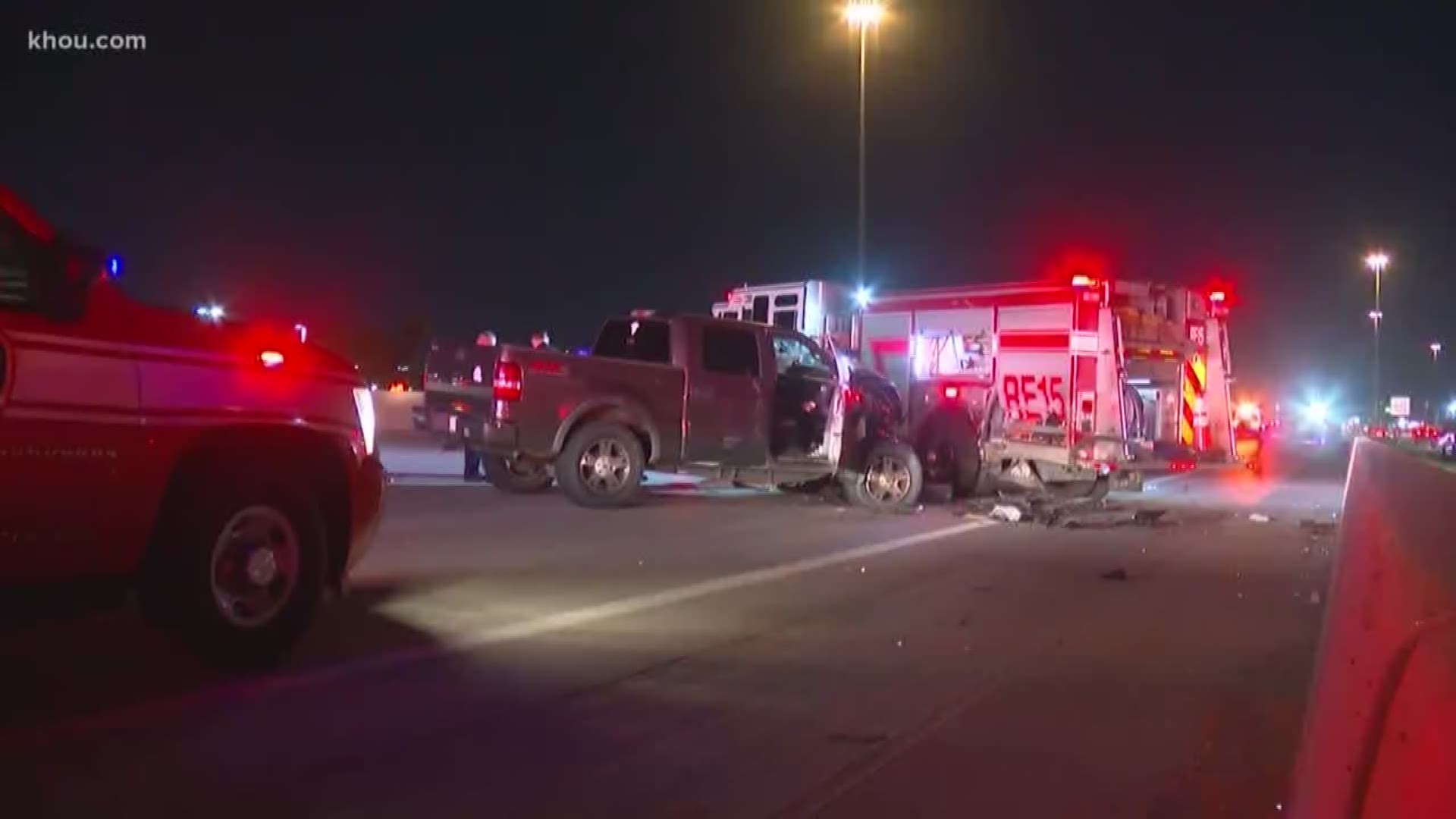 A woman is recovering in the hospital after she crashed into a Houston Fire Department fire truck. Police believe the woman may have been intoxicated.